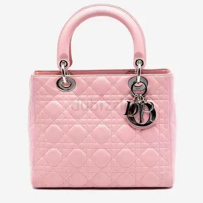Authentic Dior Pink Medium Lambskin Cannage Lady Dior