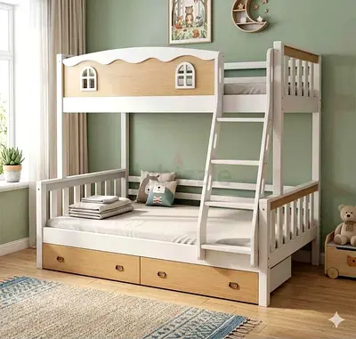 Brand new Solid wood Family bunker bed Up single down double with drawer Available