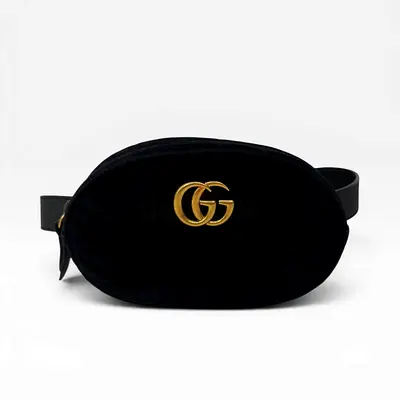 GUCCI GG BLACK VELVET MARMONT BELT BAG