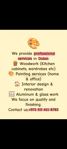 We are a UAE-based carpentry and joinery company with skilled workers and manufactur