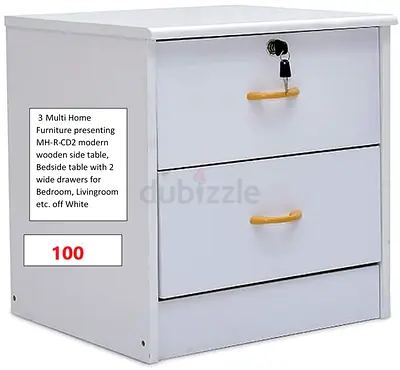 Multi Home Furniture presenting MH-R-CD2 modern wooden side table, Bedside table with 2 wide drawers