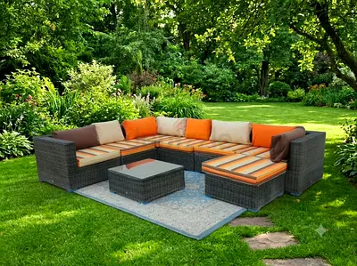 1. Outdoor Rattan Sectional Sofa Set – Modern Garden Lounge