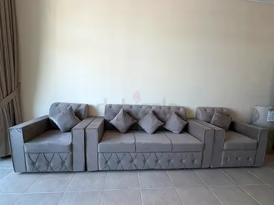 Modern light coffee colored upholstered 3-piece sofa set with cushions