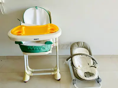 Giggles High Chair and Baby Rocker Bouncer Set