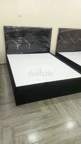Queen/Double Bed Frame with Padded Headboard - Black
