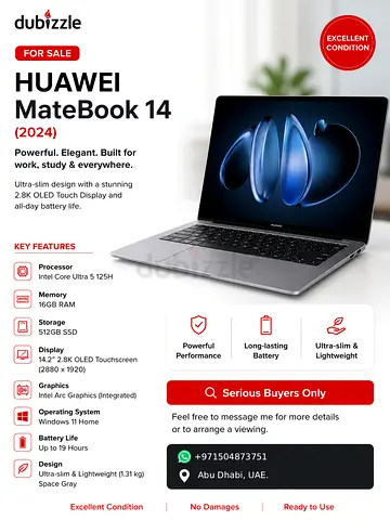 Huawei MateBook 14 (2024) - Intel Core Ultra 5, 16GB RAM, 512GB SSD