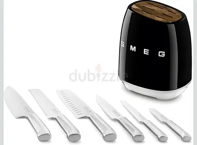SMEG Knife Set – Premium 6-Piece Stainless Steel Knife Block, Italian Design