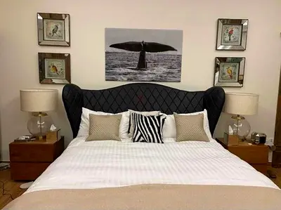MARINA HOME Romance black quilted leather king bed 200x180cm