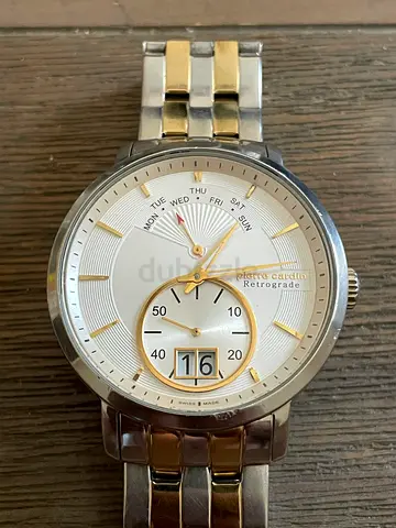 Classic two-tone mens wristwatch with day/date subdials