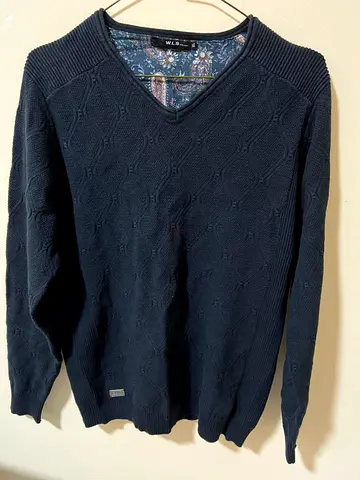 Mens black V-neck knit sweater, size M/L