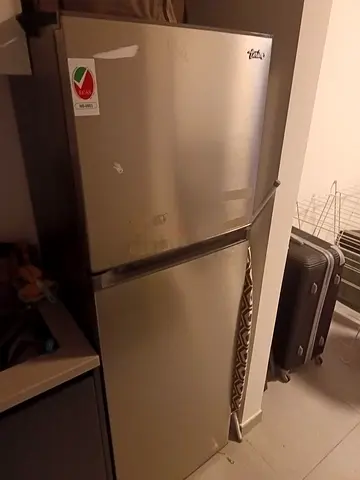 Used double-door fridge/freezer - silver, good working condition