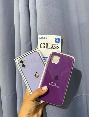 Apple iPhone 11 Purple with Case and Tempered Glass