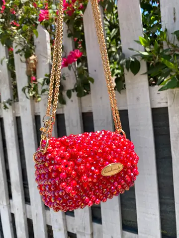 Brand new red luxury beaded bag