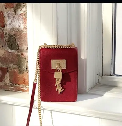 ORIGINAL DKNY Red Leather Crossbody Phone Bag With Dust bag