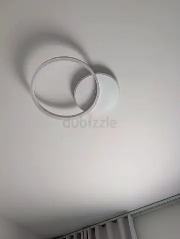 Modern double-ring LED ceiling light - white, like new