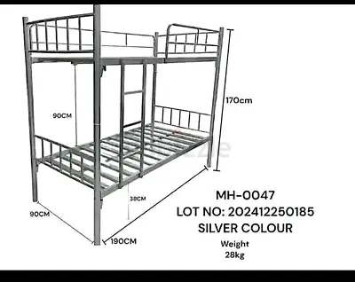 Sturdy Silver Metal Bunk Bed with Ladder