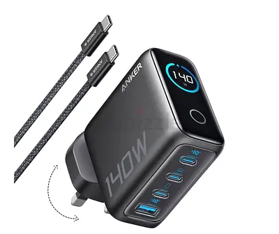 Anker 140W USB C Charger, Laptop Charger, 4-Port Multi-Device Fast Charging, Advanced GaN Power Adap
