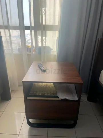 Wooden bedside table with drawer and shelf - as new