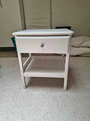 White bedside table