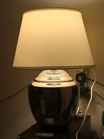 Modern Table Lamp with Cream Shade and Glossy Base