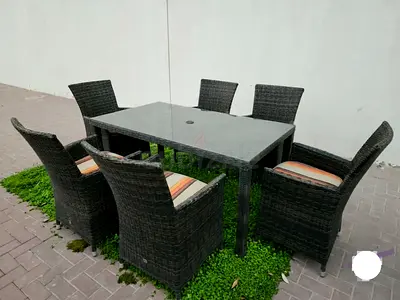 Outdoor Dining Set Brand new 6-seater outdoor dining set with tempered glass table and premium ratta