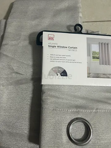 2 pcs Light grey eyelet curtains single panel - 140 x 260 cm (unused)