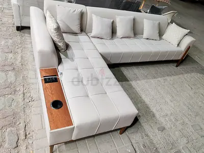 L-shaped Modern Sofa with Built-in Cup Holder and USB charging port for sale free delivery
