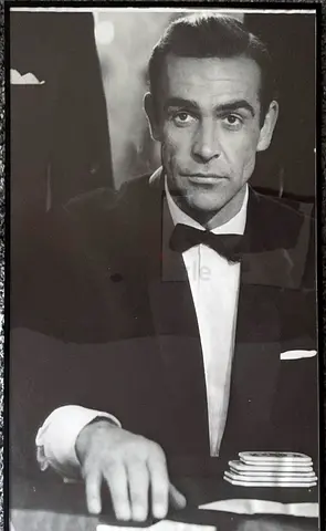 Vintage Black  White 007 Framed Portrait Photograph (Gentleman in Tuxedo)