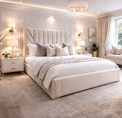 New beige colour 200*200 super king size linen Bed