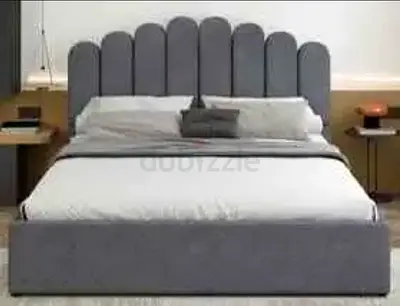 Brand New Grey Upholstered Bed Frame with Padded Headboard - Queen size