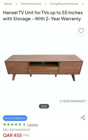 Wooden Hansel TV Unit for up to 55 with Storage