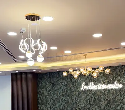 Modern LED Pendant Chandelier with Sculptural Glass Orbs
