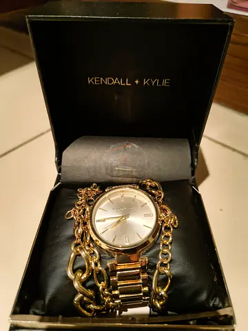 Kendall + Kylie gold-tone womens wristwatch with chain bracelet