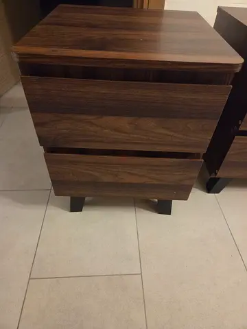 Set of 2 Wooden Nesting Side Tables - Dark Walnut Finish - BOTH 50 AED