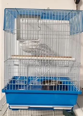Blue metal bird cage- good condition