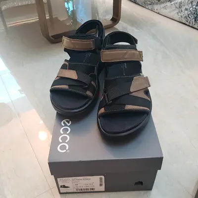 ECCO mens black casual leather sandals - size EU 47