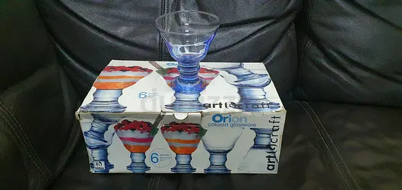 Reduced price. Set of 6 Orion colored glass dessert bowls - in original box