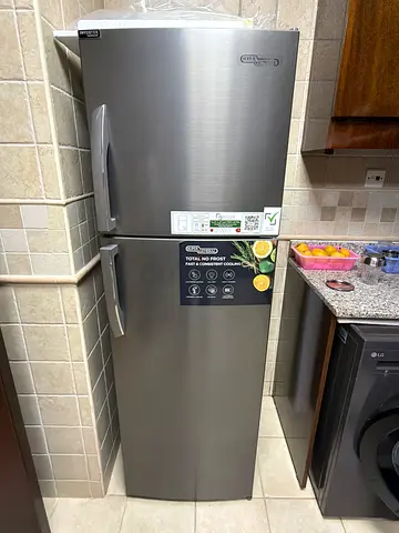 Stainless steel double-door refrigerator - good condition