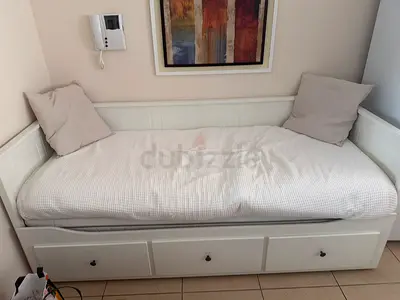IKEA White wooden daybed with 3 storage draw