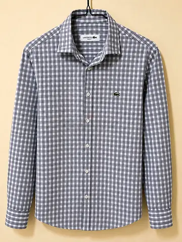 Lacoste mens long-sleeve checked dress shirt - size M