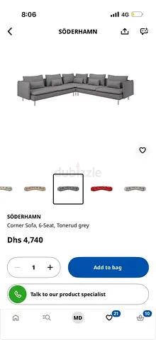 IKEA SÖDERHAMN 6-Seat Corner Sofa - Tonerud Grey