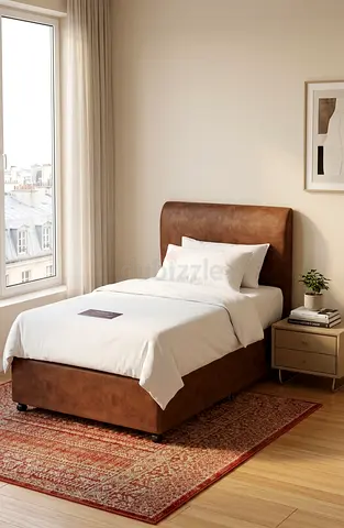 Single Bed – 120 × 200 cm. Strong and comfortable with a modern design. Perfect for home or staff ac