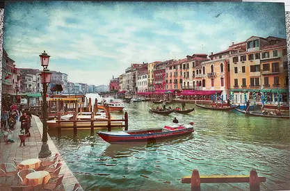 Framed Venice Canal Print — Vintage-Style Wall Art