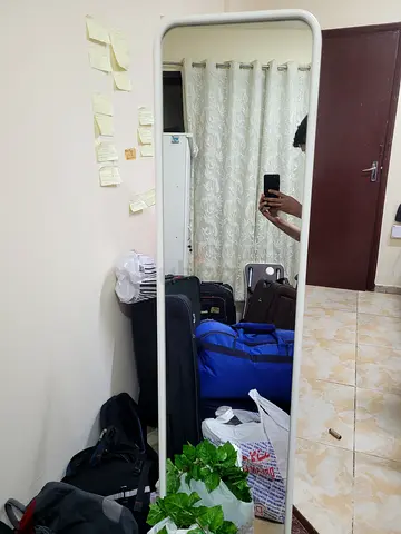 Full-Length Free-Standing Mirror with White Frame - Excellent Condition