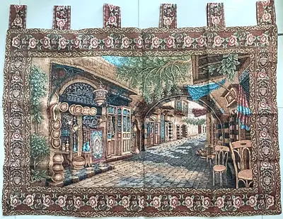 Handcrafted Decorative Wall Tapestry - Vintage Street Scene