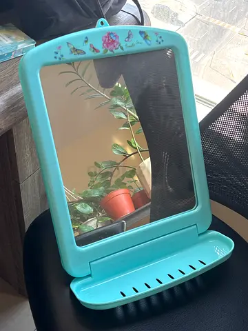 Vanity mirror with storage tray - turquoise (small) Not used