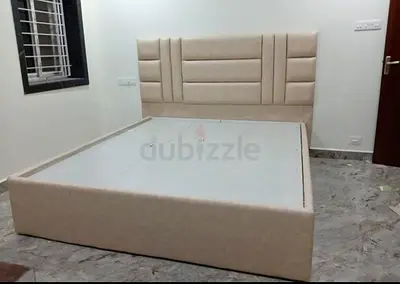 Modern Upholstered Bed Frame with Padded Headboard