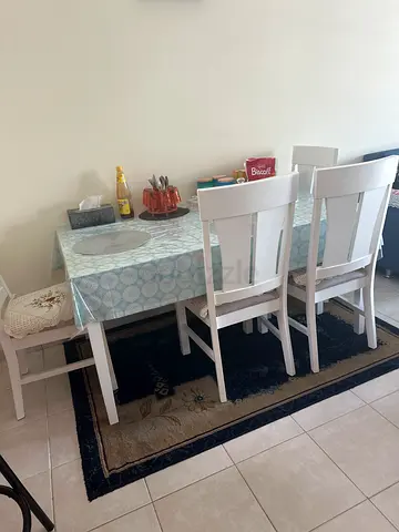 White 6-Seater Dining Table with Chairs - Good Condition