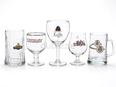 Set of 5 Branded Beer Glasses and Mugs - Mixed Styles (Used)
