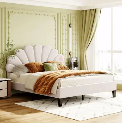 Modern Shell Shape Headboard Bed Frame twin (200×120)